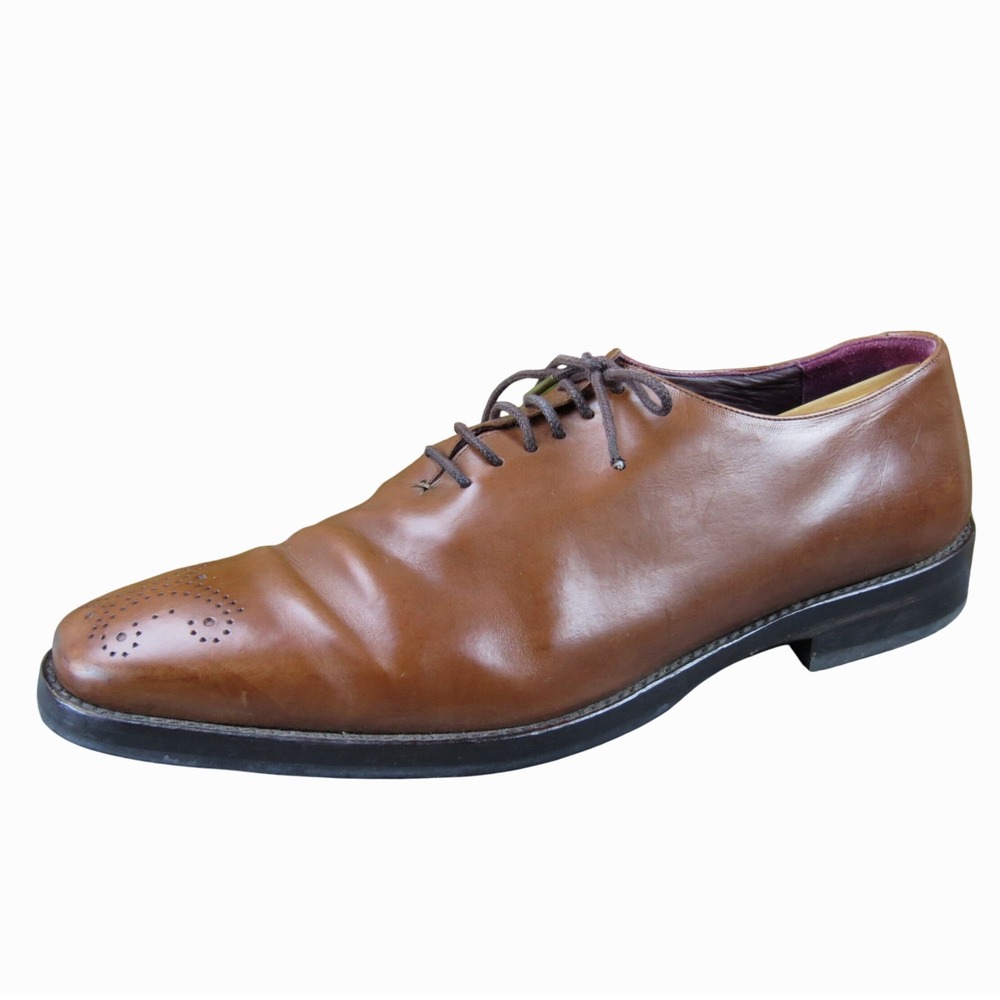 Noah‎ Waxman Wholecut Oxfords Men's 11 Brown Leather Dress Shoes Elegant